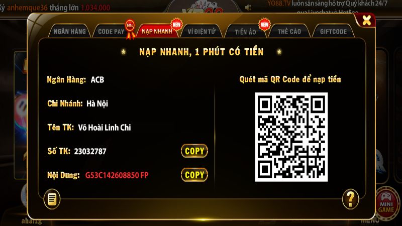 nap tien yo88 4 Thực hiện kiểm tra số dư